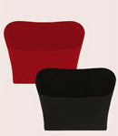 2 Packs Cross Pattern Crop Tube Tops, Casual Summer Sleeveless Top, Women's Clothing