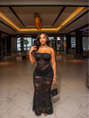 Casual Knitted Lace Slim Fit Strapless Mermaid See Through Dress For Women