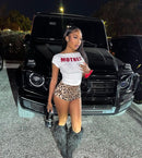 Women's Sexy Low Rise Leopard Print Sparkly Shorts, Fashionable And Trendy